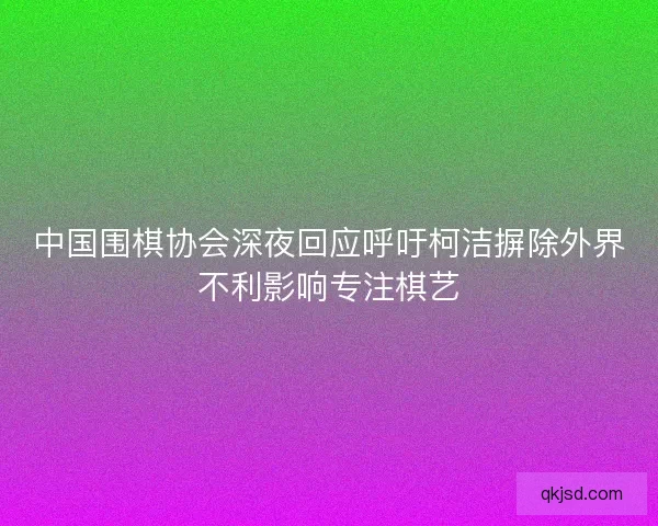 中国围棋协会深夜回应呼吁柯洁摒除外界不利影响专注棋艺